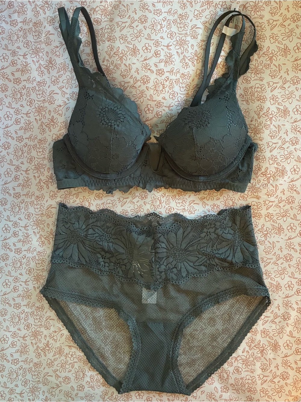 Aerie Real Power Plunge Push Up
Poppy Lace Bra and Lace Boybrief Underwear Set